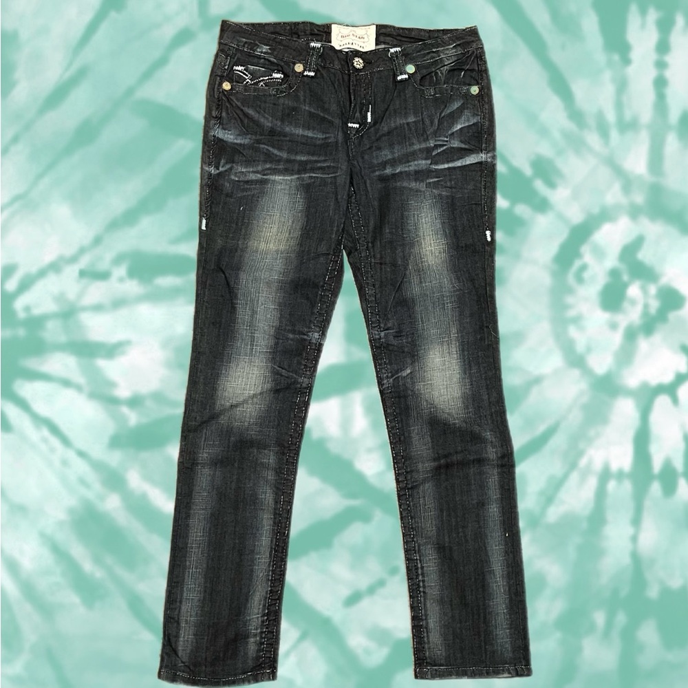 Big Star Black Straight Jeans with Vintage Fading